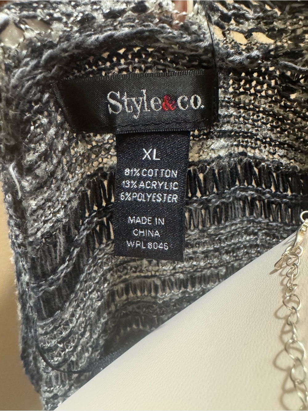 Style & Co. Black and Gray Sleeveless Open-Front Knit Duster Vest - Picture 3 of 3